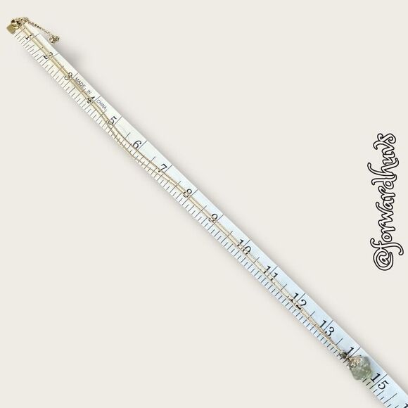 Raw Cut Light Green Stone Necklace | Gold-tone Chain - Picture 7 of 10